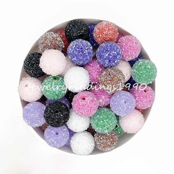 Grosses perles de sucre acrylique de 20 mm, perles de chewing-gum, perles de 20 mm, boule acrylique de collage de strass