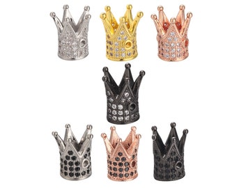 Cubic Zirconia Crown Micro Pave Spacer Beads, CZ Bracelet Charm, Men Bracelet Spacer Charm