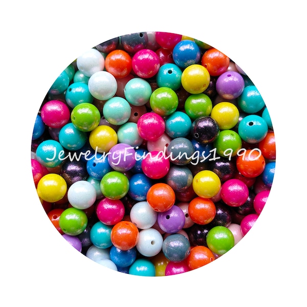 Nouvelles perles de silicone rondes opale, perles de silicone colorées rondes en vrac de 15 mm, perles de silicone irisées