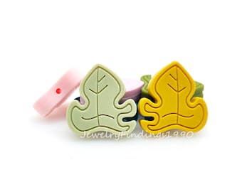 New Shape Leaf Silicone Beads, 5/10/20/50Pcs Wholesale Beads, Leaf Silicone Beads, Monstera Silicone Beads, Mini Shape Beads, 27*26*7mm