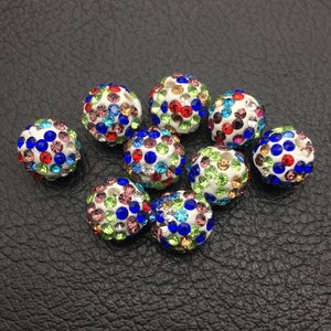 10MM Disco Ball  Beads,6 Rows Crystal Clay Pave Rhinestone Beads For Jewelry Making