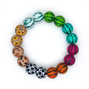 15mm Silicone Round Beads,Loose Beads,Print Silicone Beads,,Making Bracelet
