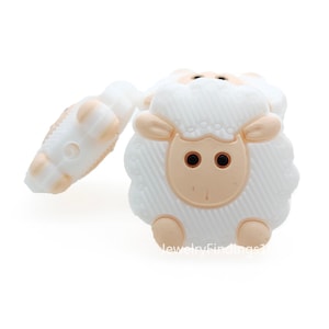 Animals Cartoon Silicone Beads, Sheep Beads, DIY Lanyard Badge Holder, Jewelry Making Beads, Mini Silicone Beads, Wholesale Beads, 25*24mm