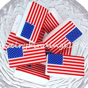 Perline di silicone della bandiera americana, perline di silicone della bandiera degli Stati Uniti, perline di massa 1-50pcs, penna di perline di fascino fai-da-te, 28 * 14 * 10mm