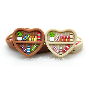 Heart Bookshelf Focal beads,Bookshelf Silicone Beads,Beadable Pen Making