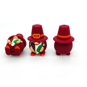 Thanksgiving Day Gnome Beads,3D Gnome Silicone Focal Beads,DIY Keychain Beads