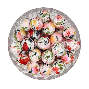 10 - 100 PCS Wholesale 15mm Maidenhair Silicone Beads, Round Print Silicone Beads, DIY Jewelry Necklace Accessories