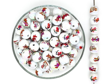 16mm Heart Love Print Beads Acrylic Beads,Loose Beads,Gumball Beads,Beading Supplies