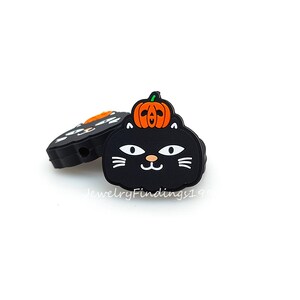 Cat Pumpkin Silicone Beads,Halloween Focal Beads,Loose Beads,Focal Beads Silicone