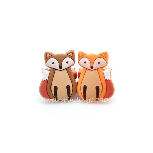 Mixed Fox Silicone Beads, Cartoon Fox Beads, Shape Silicone Beads, DIY Charm Keychain Accessories, Bulk 1 - 50PCS Silicone Beads, 37*28mm