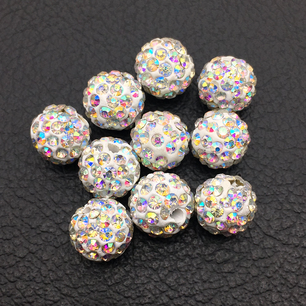 50-100pcs/lot 10mm Leopard Print Rhinestone Clay Disco Ball Beads, Clay  Beads