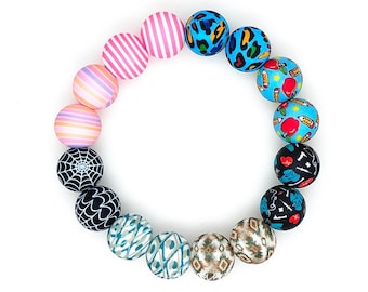 15mm Print Round Silicone Beads,DIY Keychain,Jewelry Beads,Loose Beads,Wholesale Beads