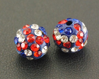 10mm UK Flag Crystal Paved Shamball Beads  /Polymer Clay Rhinestone Beads /DIY Jewelry Accessories