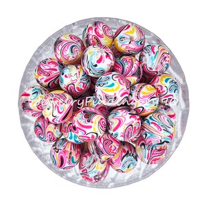 Flamboyant Print Silicone Beads, 10 - 100pcs, Bulk Round Silicone Beads, 12/15mm Silicone Loose Beads, Silicone Beads, Jewelry Making, # 47