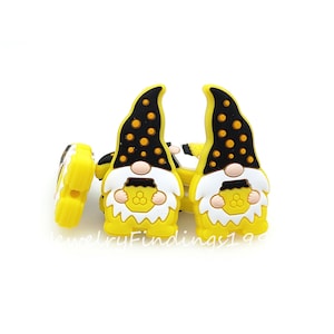 Gnomes With Honey Focal Silicone Beads, Silicone Gnome Beads, Bee Gift Making Beads