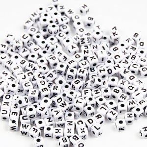 Bulk Black Round Acrylic Mixed A z White Letter Beads For - Temu