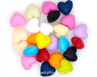 20/50/100pcs Silicone Beads, Heart Shape Beads, Silicone Beads, DIY Necklace Keychain Jewelry Making, Loose Silicone Beads, 20*19*12mm