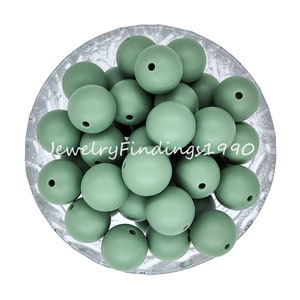 Moss Green Silicone Beads, Silicone Beads Wholesale, 15mm Silicone Bead, Silicone Pearl Ball, Silicone Bead for Keychain