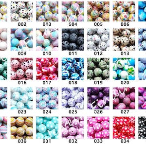 12/15mm Round Silicone Beads, Terrazzo/Camo/Leopard/Skull Print Beads, 1 - 100 Bulk Bead