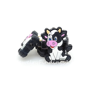 Cute Cow Focal Beads, Silicone Cow Beads
