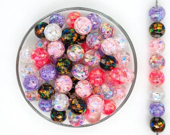 16mm Transparent Heart Confetti Acrylic Gumball Beads,Jewelry Beads