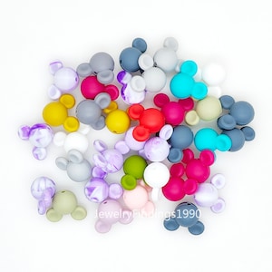 Random Mix Color Silicone Mouse Head Beads, Bulk Silicone Beads, Shape Beads, Mini Beads