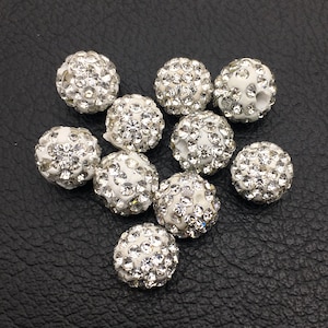 10MM White Crystal Spacer  Beads /Crystal Pave Disco Ball Beads /Rhinestone Bead /DIY Jewelry Accessories Findings