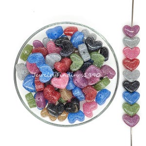 19*15mm Glitter Heart Acrylic Beads,Bubblegum Beads,Mix Heart Acrylic Pen Focal Beads