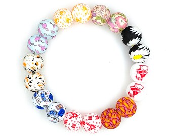 15mm Round Print Beads,Loose Silicone Beads,Charm Beads,Print Beads,Round Pearl Beads