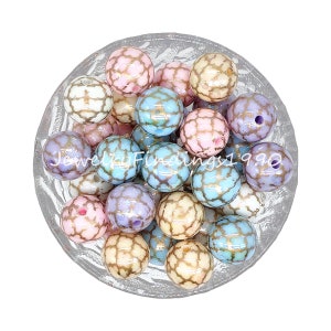 Mixed Color 16mm Crack Print Gumball Beads, UV Beads, Glossy Beads, Bubblegum Beads