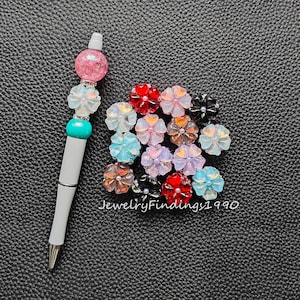 Heart Rhinestone Sparkle Bling Beads,Gem Flower Fancy Beads,Focal Beads For Pen