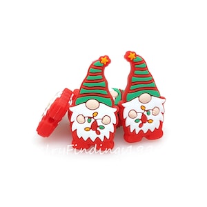 Christmas Gnomes Focal Beads, Santa Gnome Silicone Beads, Holiday Beads