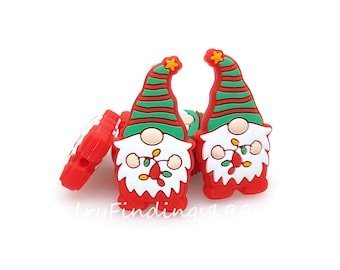 Decoendiy Lot De 20 Perles Focales En Silicone En Forme De Cloche De Sapin De Noël, Jolies Perles Plates En Silicone Pour Adultes, Fournitures