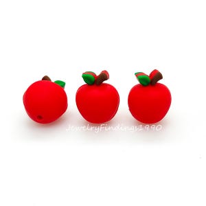 Apple Silicone Focal Beads,3D Apple Beads,Silicone Beads Bulk,Pen Beads