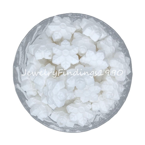 White Snowflake Silicone Beads, Craft Supplies, Mini Beads, Jewelry Making, Wholesale Bead, Silicone Focal Beads, 19*17mm