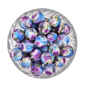 Printed Beads, Wholesale Silicone Beads, 15mm Grandiflorus Silicone Beads, Round 15mm Silicone Beads, Soft Pearl
