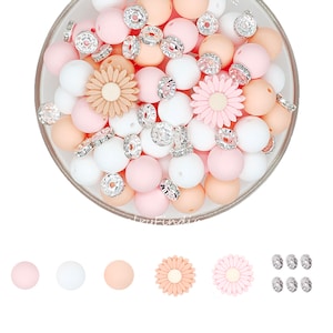 Daisy Focal Beads,15mm Silicone Round Beads Mix,Assorted Silicone Beads,Silicone Beads Bulk