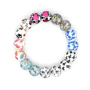 15mm Round Print Beads,Silicone Beads,Loose Beads,Pen Beads,Charm Beads