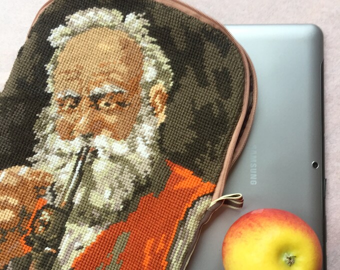Needlepoint Tablet or iPad Sleeve Upcycled Vintage Hand Etsy