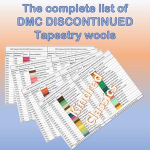 DMC eingestellte Tapisserie Wollliste, Umrechnungstabelle, PDF-Download, printable