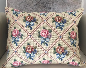 floral needlepoint pillows