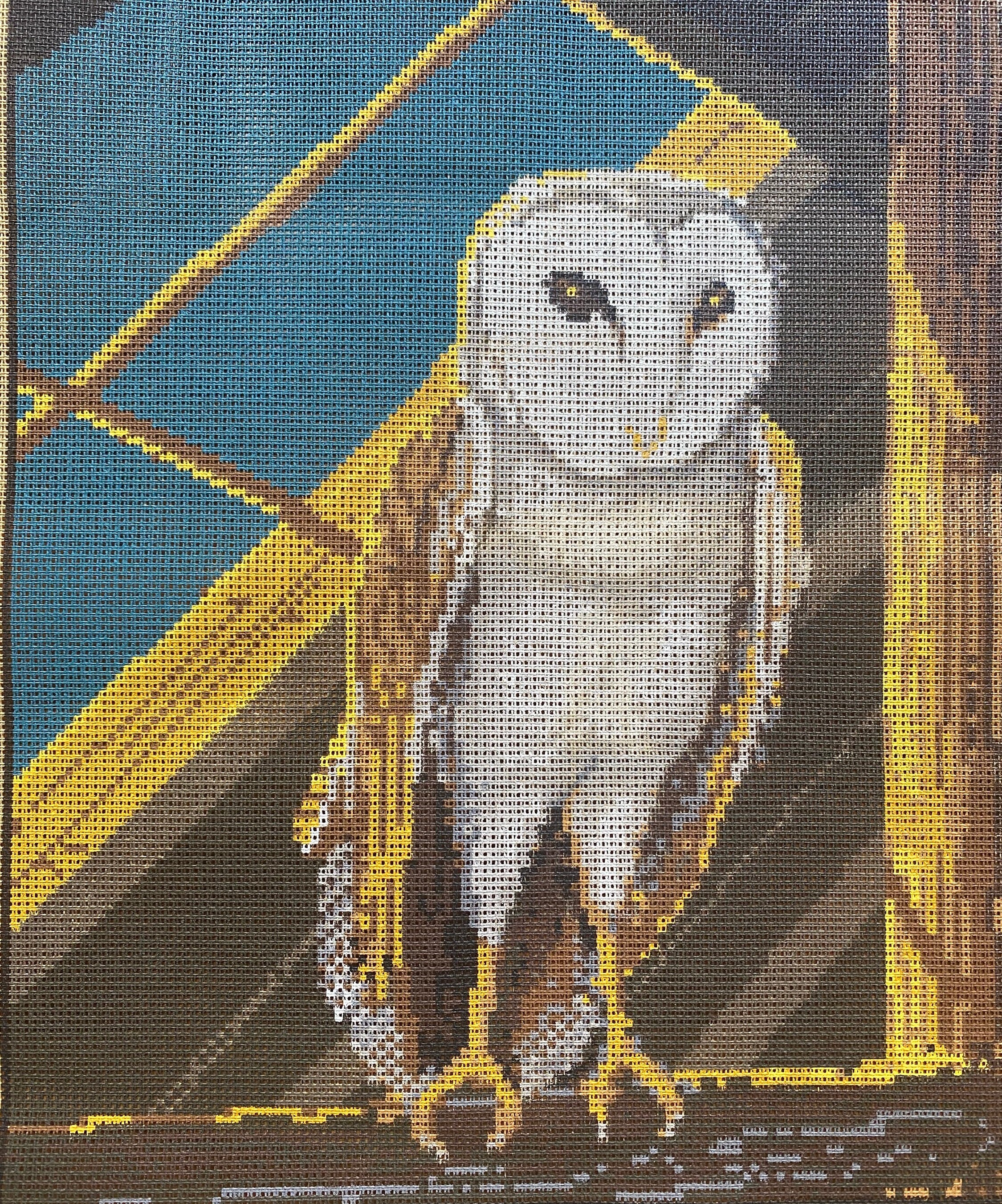 Barn Owl tapestry canvas, Baxtergrafik Australia, unworked vintage