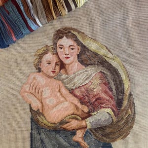 Madonna needle point kit:  Mother and child tapestry (vintage)