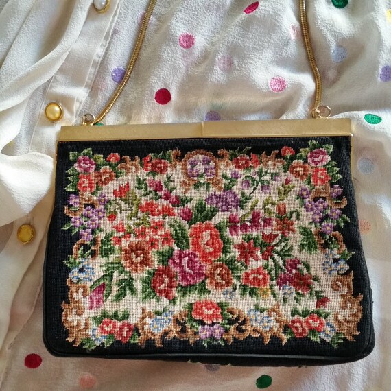 Vintage petit point purse, micro needlepoint even… - image 1