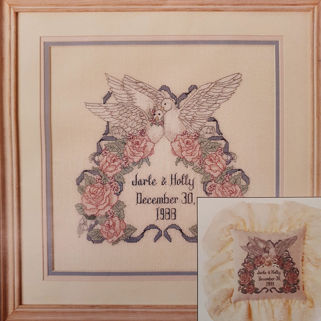 Wedding Day Cross Stitch Kit, Doves and Roses, Vintage Something ...