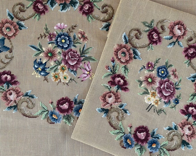 Antique Preworked Needlepoint Chair Covers, Louis Chair, Vintage Floral ...