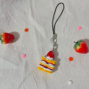Strawberry Cake Phone Charm, cute and kawaii phone charm, y2k aesthetic