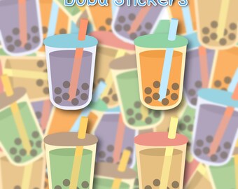 Boba Cup Drink Sticker, sticker kawaii decorative for journaling, bubble tea