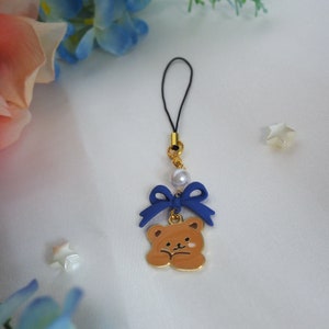 Hey Teddy Bear Phone Charm, Kawaii Y2K Kpop Inspired Charm Accessory for phone and gift keychain