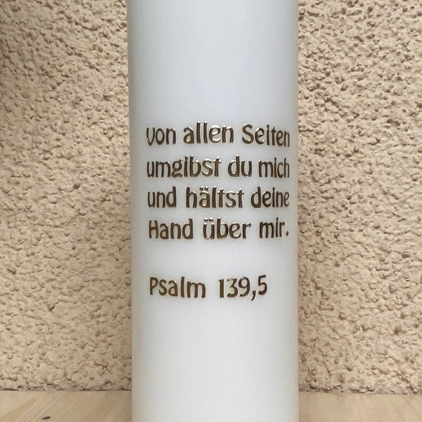 Taufspruch auf der Rückseite der Kerze, Spruch-Text zu jedem Anlass